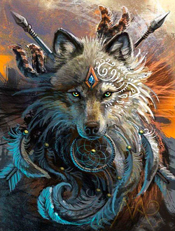 Paint by Numbers Kit Crystal Warrior Wolf