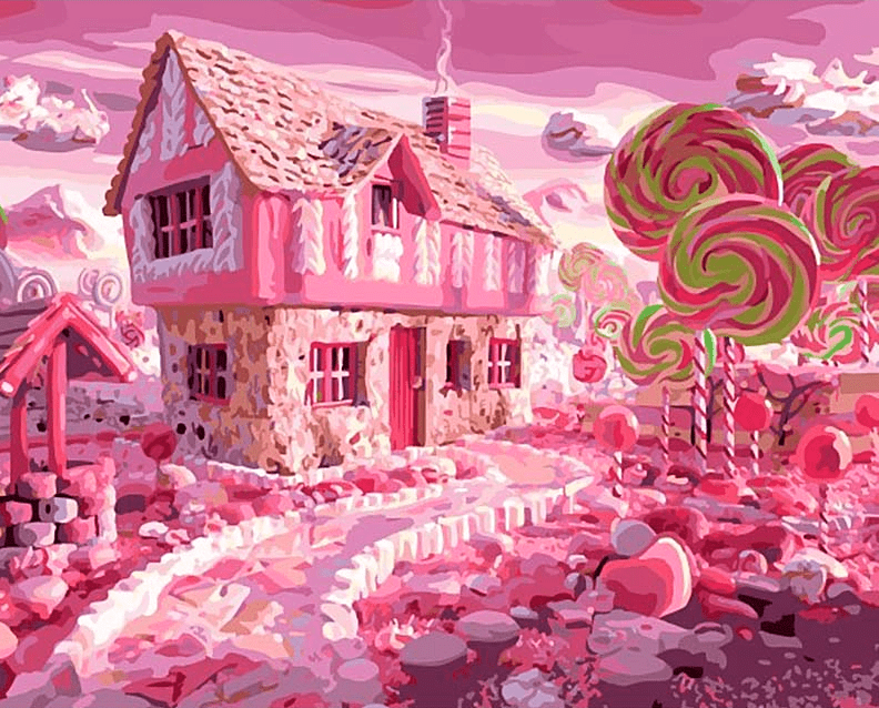 Paint By Number Kit Landscape Candy House