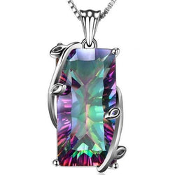 Rainbow Mystic Topaz Pendant Necklace - 925 Sterling Silver