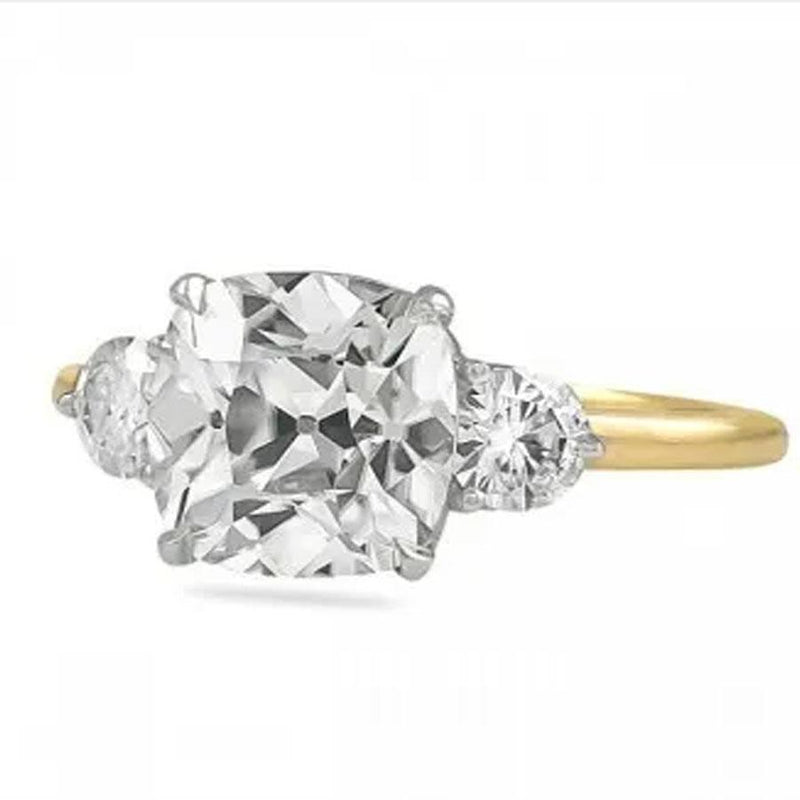 Women Cushion Cut Three-stone Engagement Ring