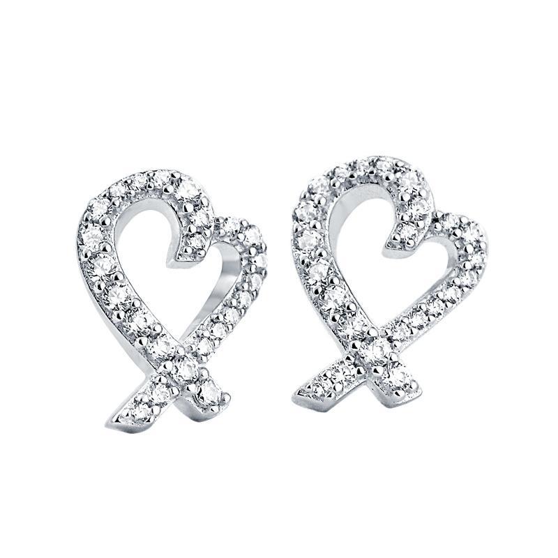 Hollow heart-shaped Women's 925 Silver Earrings