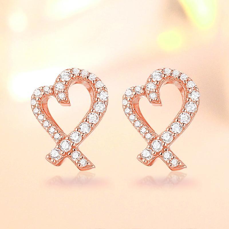 Hollow heart-shaped Women's 925 Silver Earrings