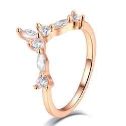 Rose Gold Fashion Thin Round & Marquise Cut Stacking Wedding Band