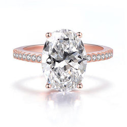 Rose Gold Oval Cut Simulated Diamond Engagement Ring