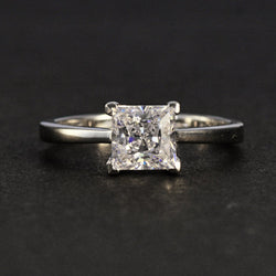 1.0 Carat Classic Princess Cut Women's Engagement Ring In Sterling Silver