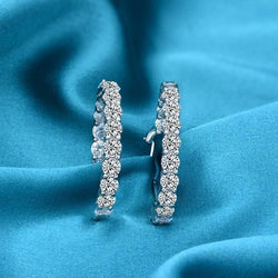 Classic Women's 925 Silver Round Cut Hoop Earrings