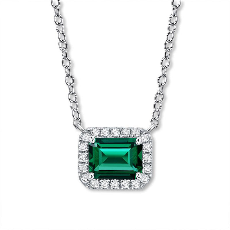 925 Sterling Silver Emerald Green Necklace