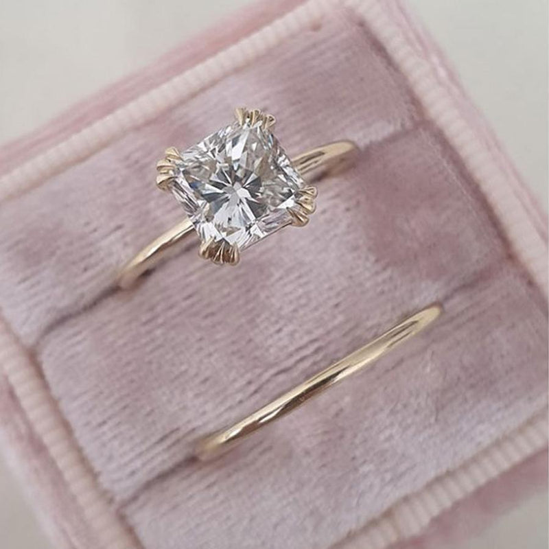 Radiant Cut Engagement Ring Set