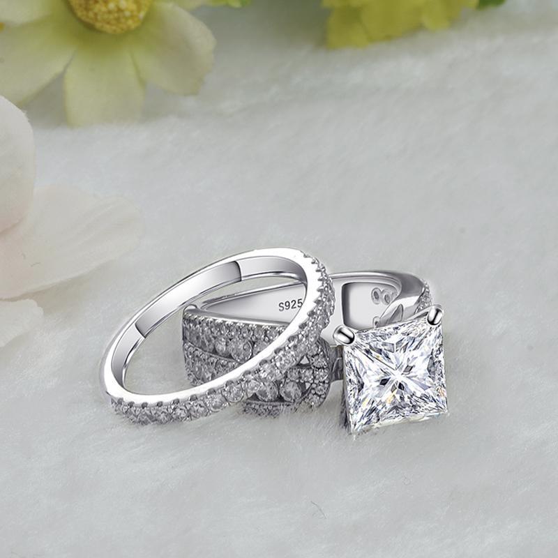 Princess Cut Sterling Silver Engagement Ring