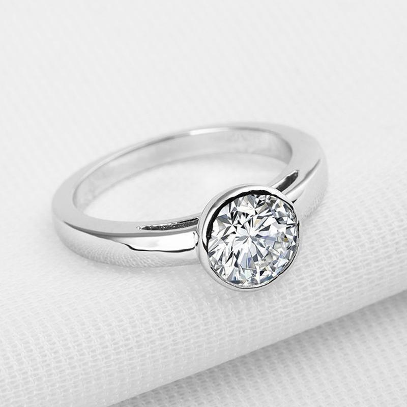 1CT Simple Bezel Round Solitaire Ring
