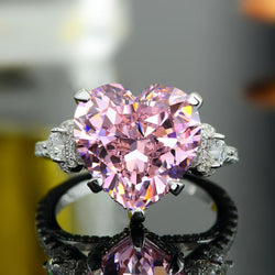 Royal Romantic 5.0 CT Pink Heart Cut Engagement Ring In Sterling Silver