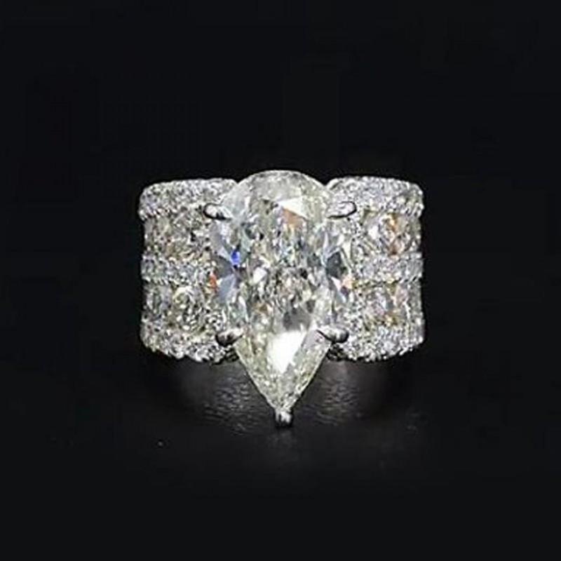 Stunning Pear Cut Engagement Ring in Widen Band Style