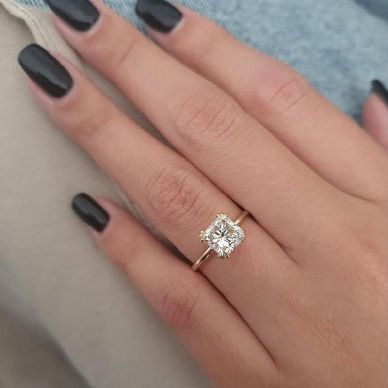 Radiant Cut Engagement Ring Set