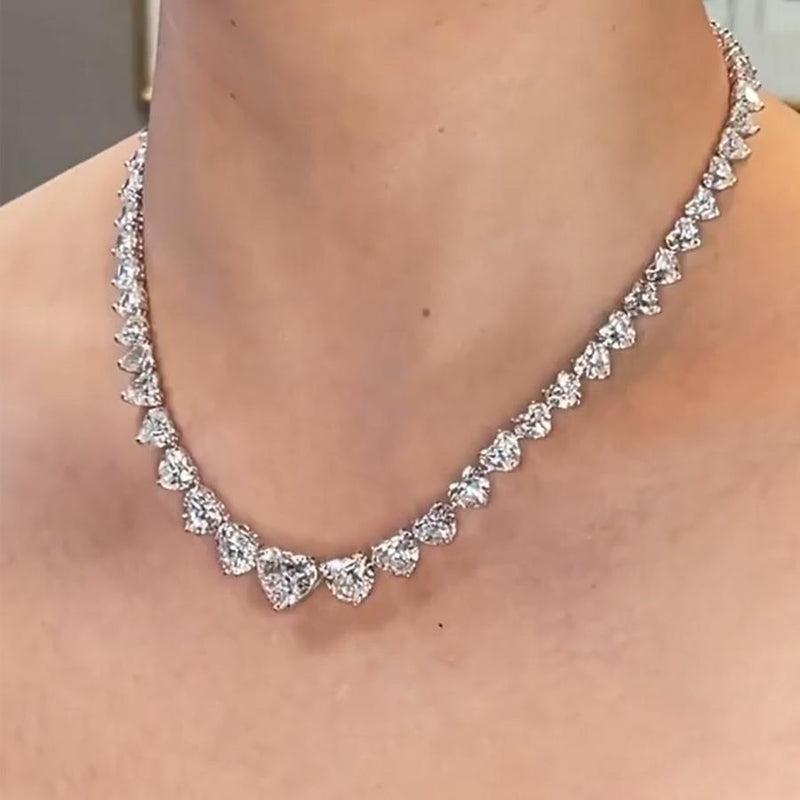Women Sapphire Heart Cut Necklace