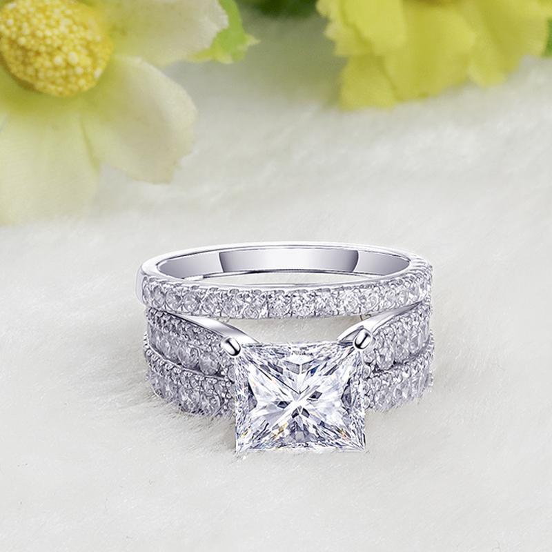 Princess Cut Sterling Silver Engagement Ring