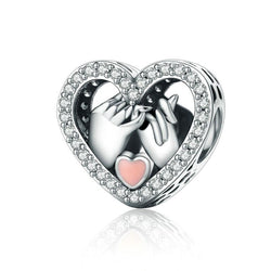 Promise Love -- Heart Shape & Finger S925 Silver Beads Charm