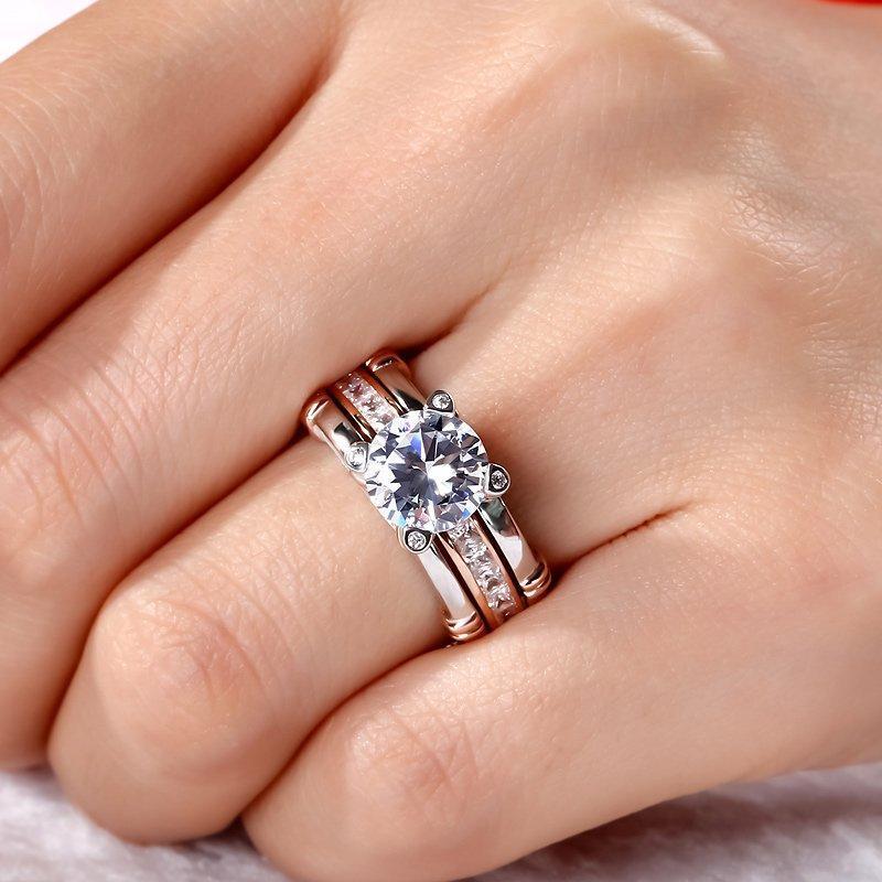 Women Sterling Silver Interchangeable Ring Sets Wedding Engagement Anniversary Promise Ring Bridal Sets