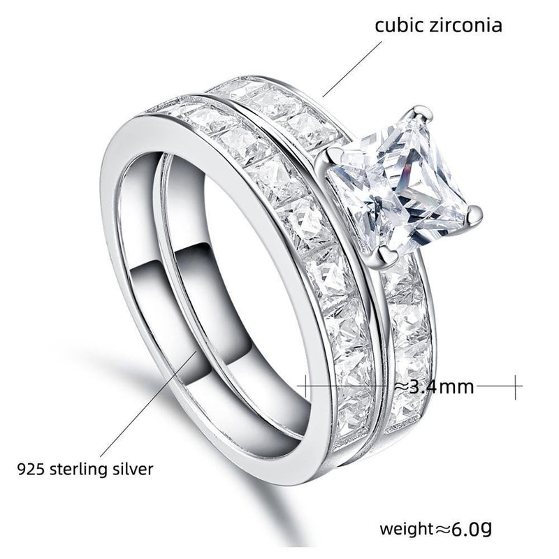 Princess Cut Half Eternity Ring Set