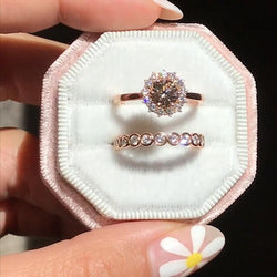 Women Round Out Engagement Ring Bridal Set