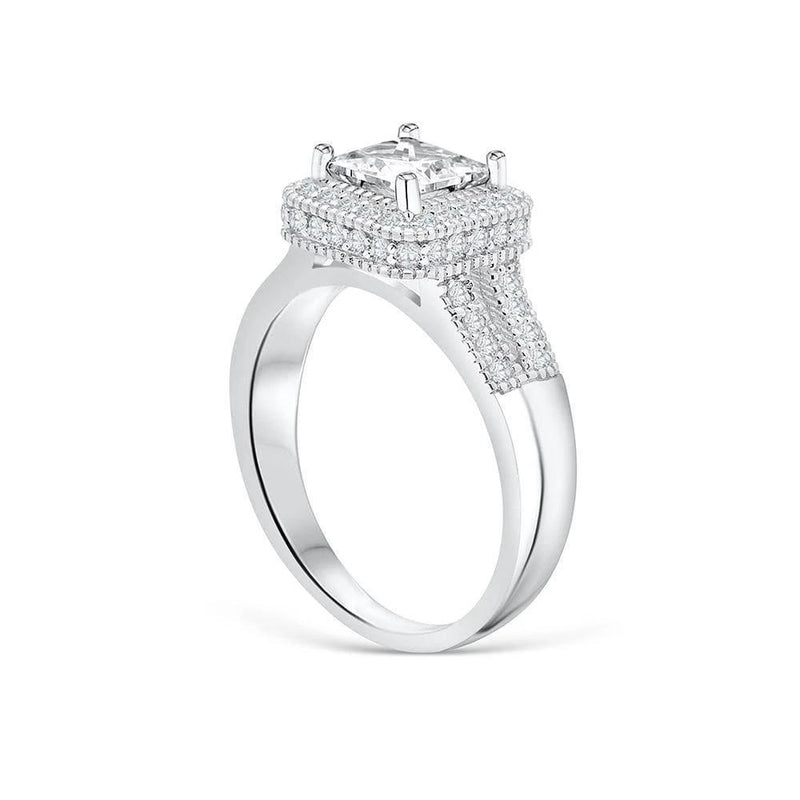 Princess Cut Split Halo Simulated Diamond Engagement Ring
