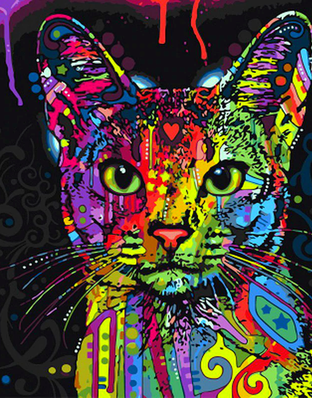 Paint by Numbers Kit Colorful Abstract Cat