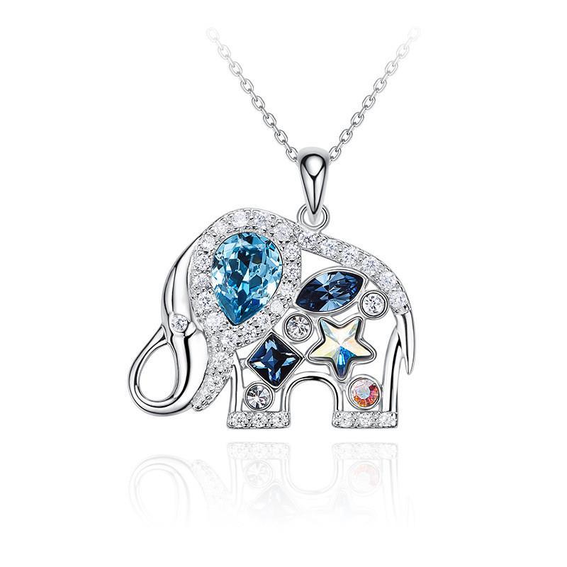 Hollow Elephant Pendant Necklace In Sterling Silver