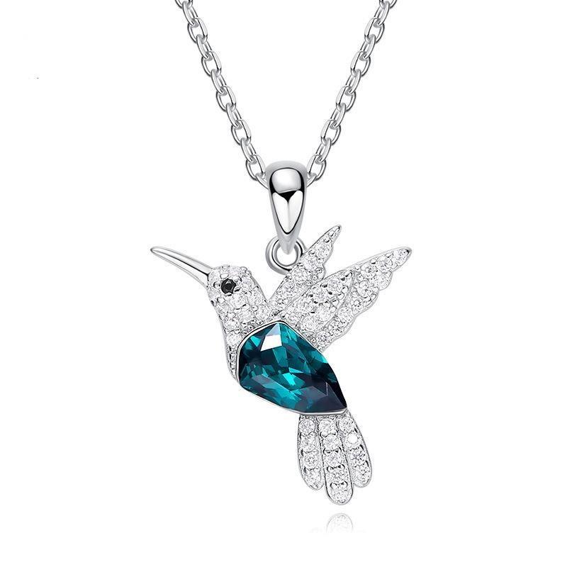 S925 Sterling Silver Swarovski Crystal Pendant Bird Necklace