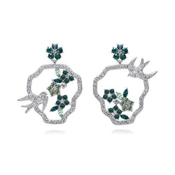 S925 Sterling Silver Swarovski Crystal Bird Earring