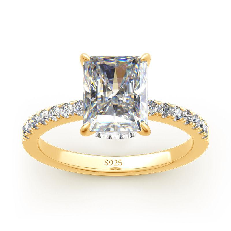 4 Carat Radiant Cut White Sapphires Engagement Ring
