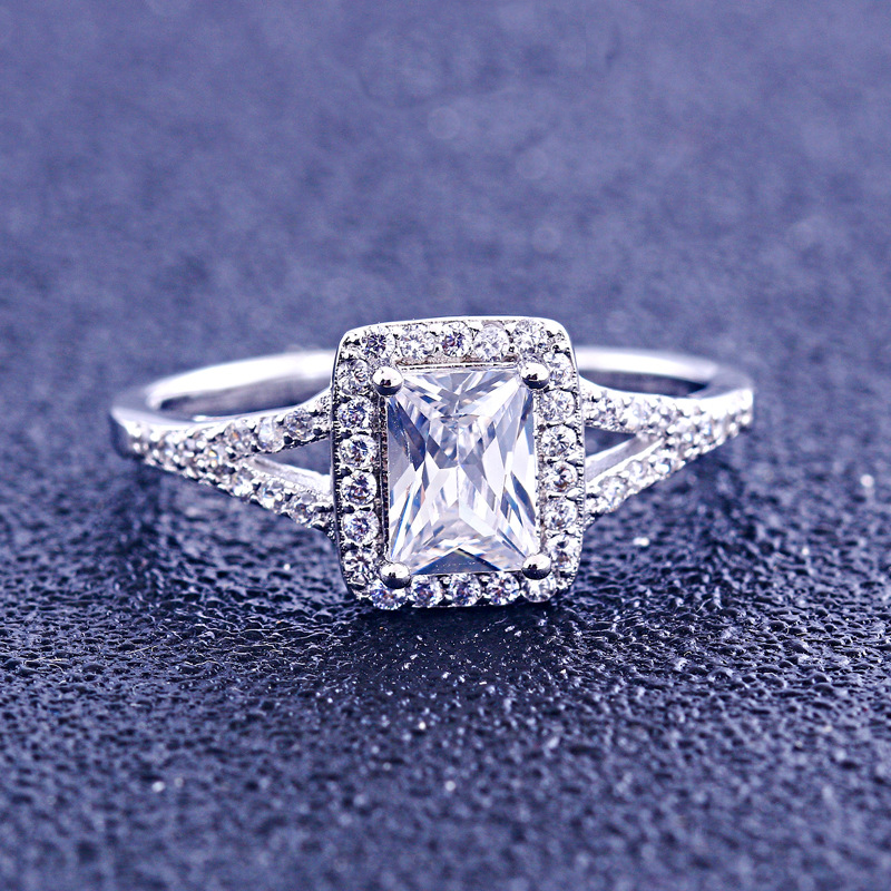 Split Shank Halo Princess Cut Engagement Ring In White Gold
