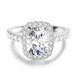 Classic Simulated Diamond Cushion Cut Halo Engagement Ring In Sterling Silver