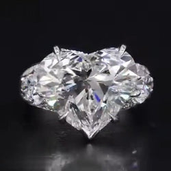 8 Carat Three Stone Heart & Pear Shape Engagement Ring