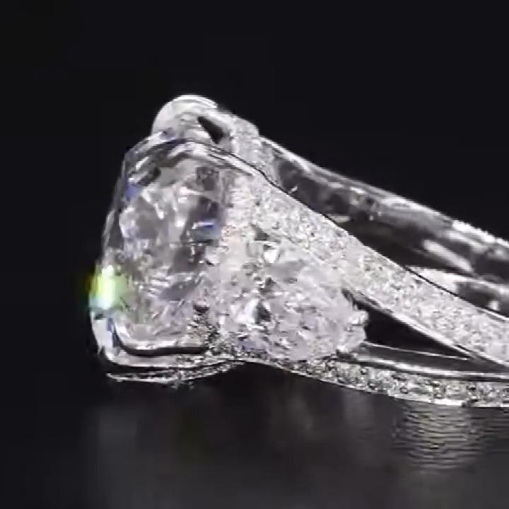 8 Carat Three Stone Heart & Pear Shape Engagement Ring