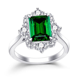 Emerald Green Halo Ring For Her