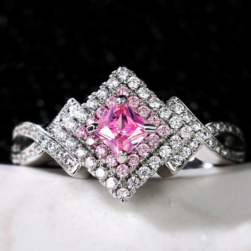 Creative Cross-wound Fancy Pink Zircon Ring