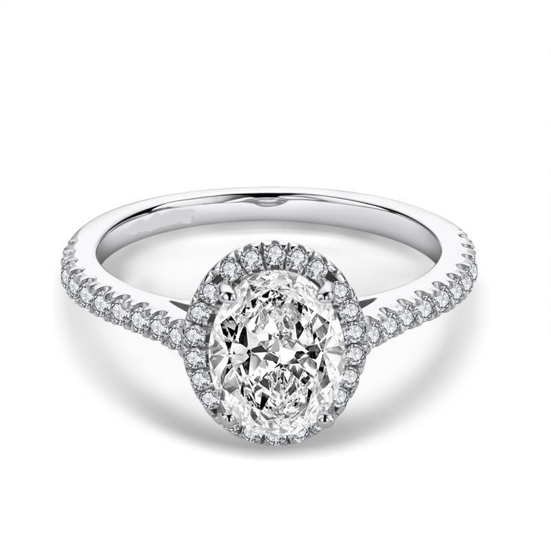 Classic 2.0 Carat Oval Cut  Halo Engagemen Ring  For Her