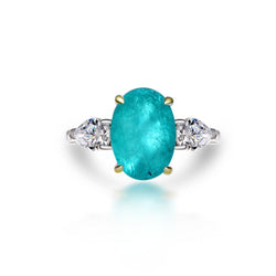 S925 Silver 5 Carats Oval Cut Lab Created Paraiba Blue Engagement Ring