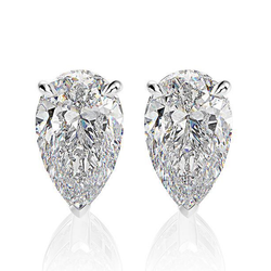 Sterling Silver Created White Sapphire Pear Cut Women's Stud Earrings