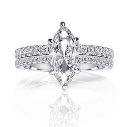 Marquise Cut 925 Sterling Silver Classic Engagement Ring Set