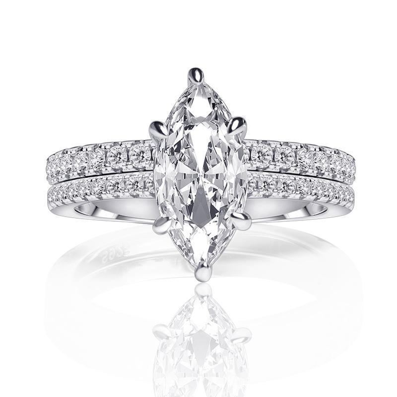 Marquise Cut 925 Sterling Silver Classic Engagement Ring Set