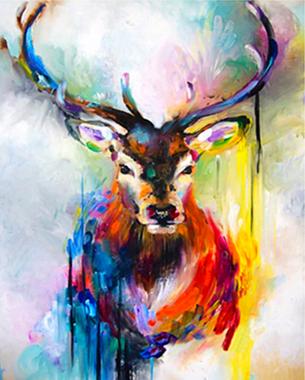 Paint by Numbers Kit Abstract Elk / Deer