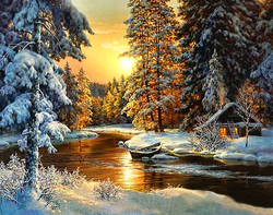 Paint by Numbers Landscape Snow Sunset