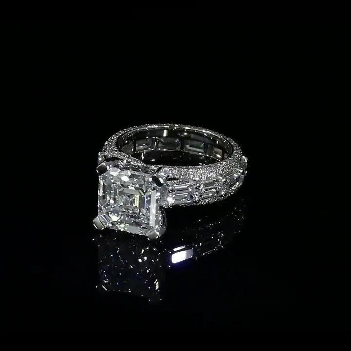 Asscher Cut 925 Sterling Silver Classic Engagement Ring