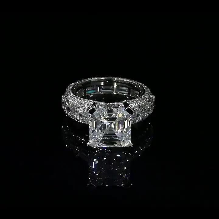 Asscher Cut 925 Sterling Silver Classic Engagement Ring