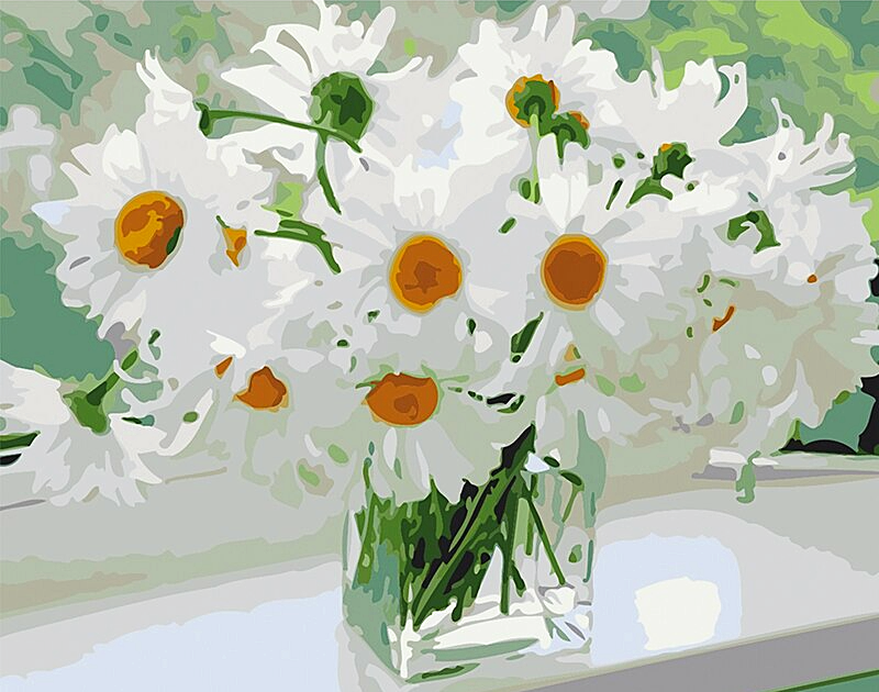 Paint by Numbers Kit White Flowers