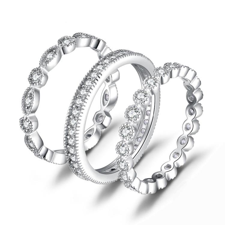 Chic Eternity Stackable 925 Sterling Silver Ring Set
