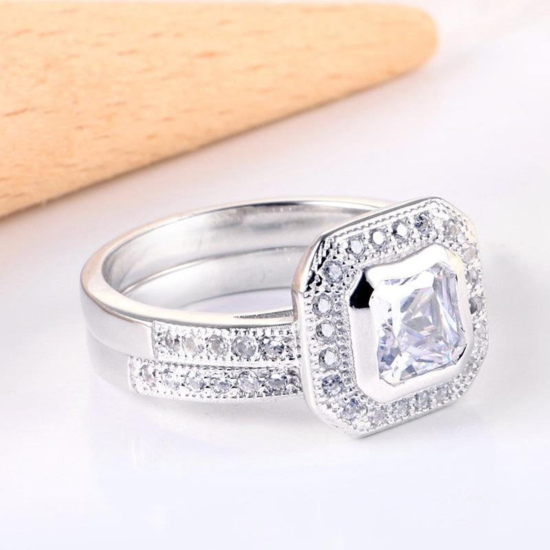 Classic 2PCS 925 Sterling Silver Ring Set
