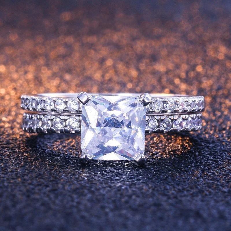 Classic Princess Cut Wedding Set