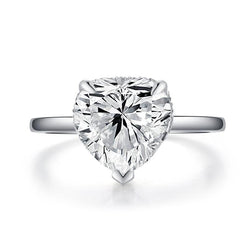 Classic Under Halo Heart Cut 925 Sterling Silver Engagement Ring