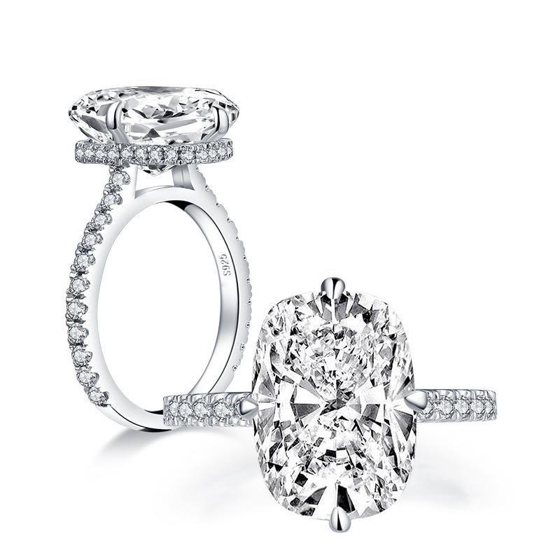 Cushion Cut Under Halo Silver Engagement Ring